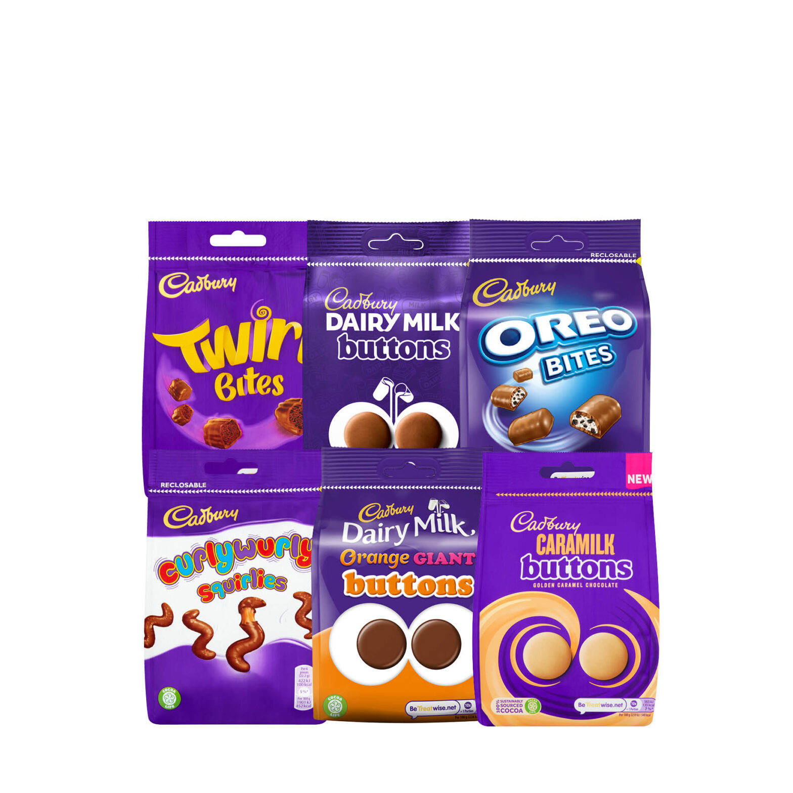 Cadbury Twirl Bites / Dairy Milk Giant Buttons  / Oreo Bites /  Curly Wurly Squirlies / Giant Buttons Orange Bag