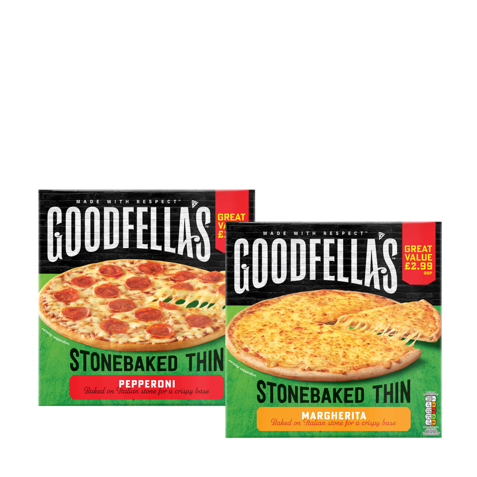 Goodfellas Thin Margherita Pizza / Godfellas Thin Pepperoni Pizza