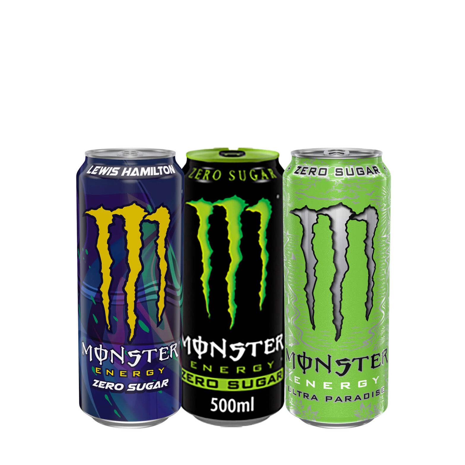 Monster Lewis Hamilton Zero Sugar Can / Monster Energy Zero Sugar Original Can / Monster Energy Ultra Paradise Can