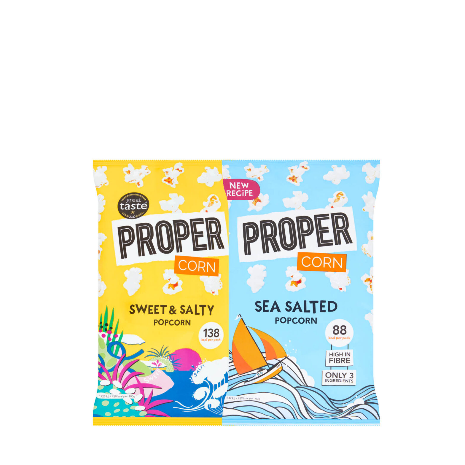 ProperCorn Sweet & Salty Popcorn  / ProperCorn Lightly Sea Salted Popcorn