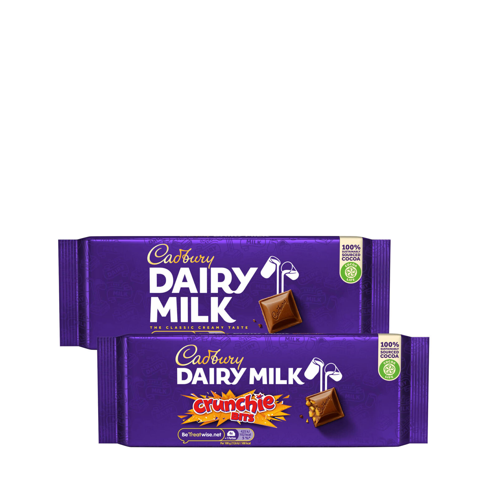 Cadbury Dairy Milk Chocolate Large Bar / Cadbury Dairy Milk Crunchie Bits Large Bar