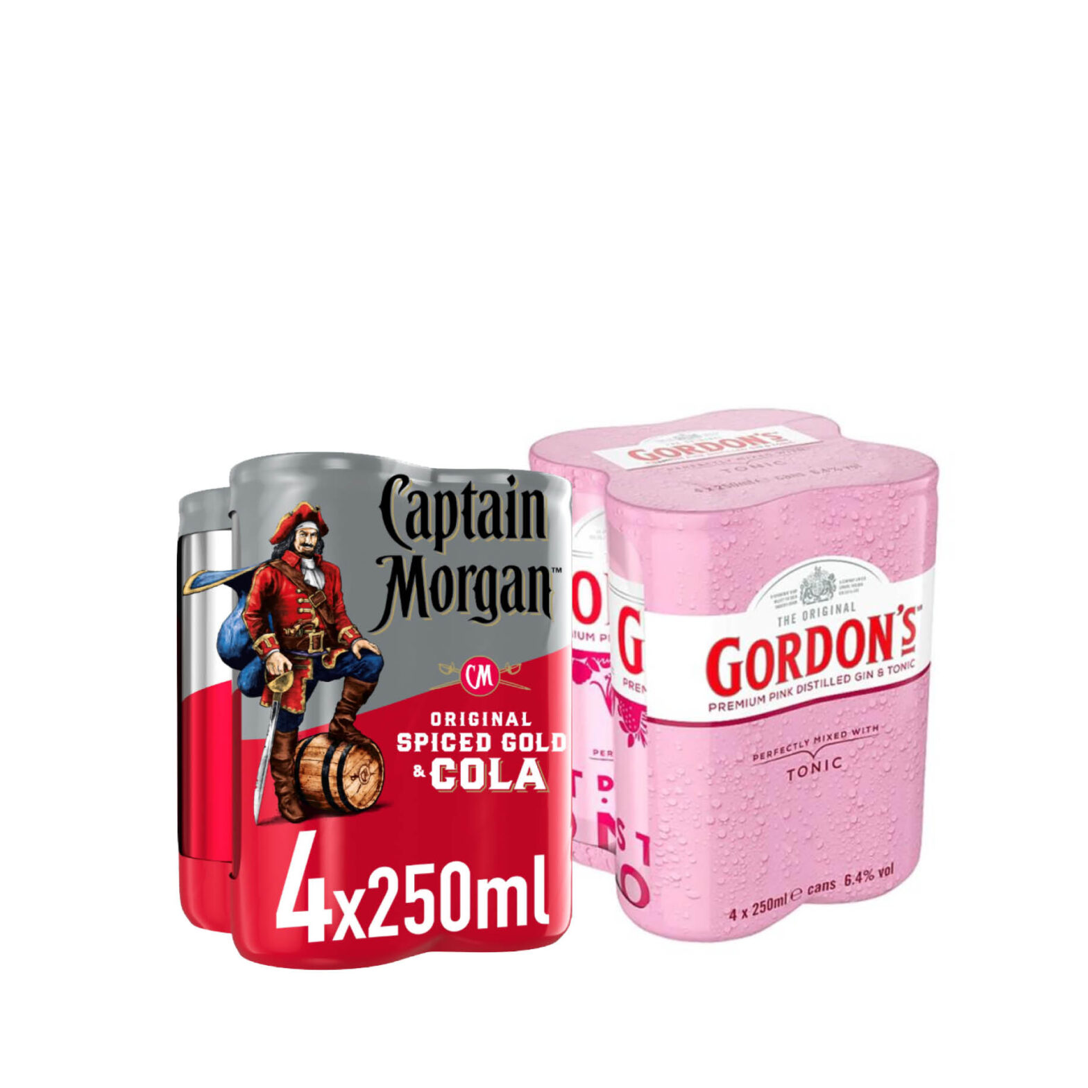 Captain Morgan & Cola Can / Gordon’s Pink Gin & Tonic Can 4 Pack