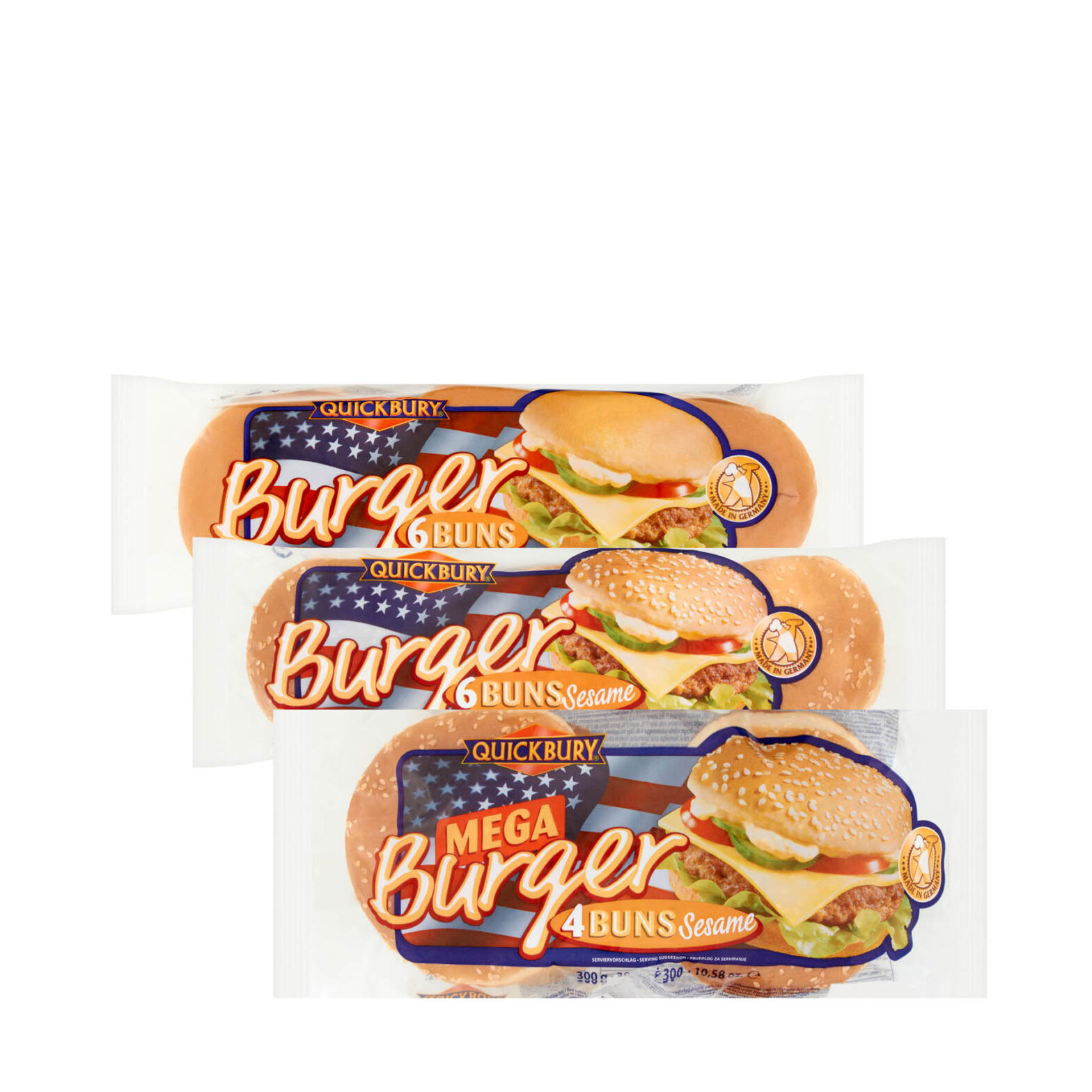 Quickbury Burger / Sesame Seed Buns 6 Pack / Mega Burger Buns Sesame Seed 4 Pack