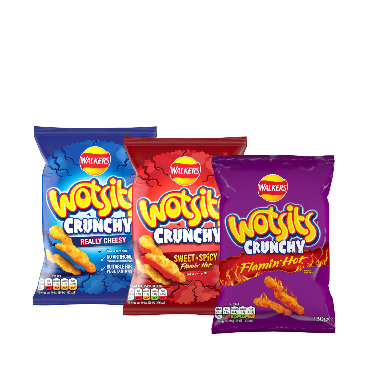 Walkers Wotsits Crunchy Cheese / Flamin Hot / Extra Flamin Hot