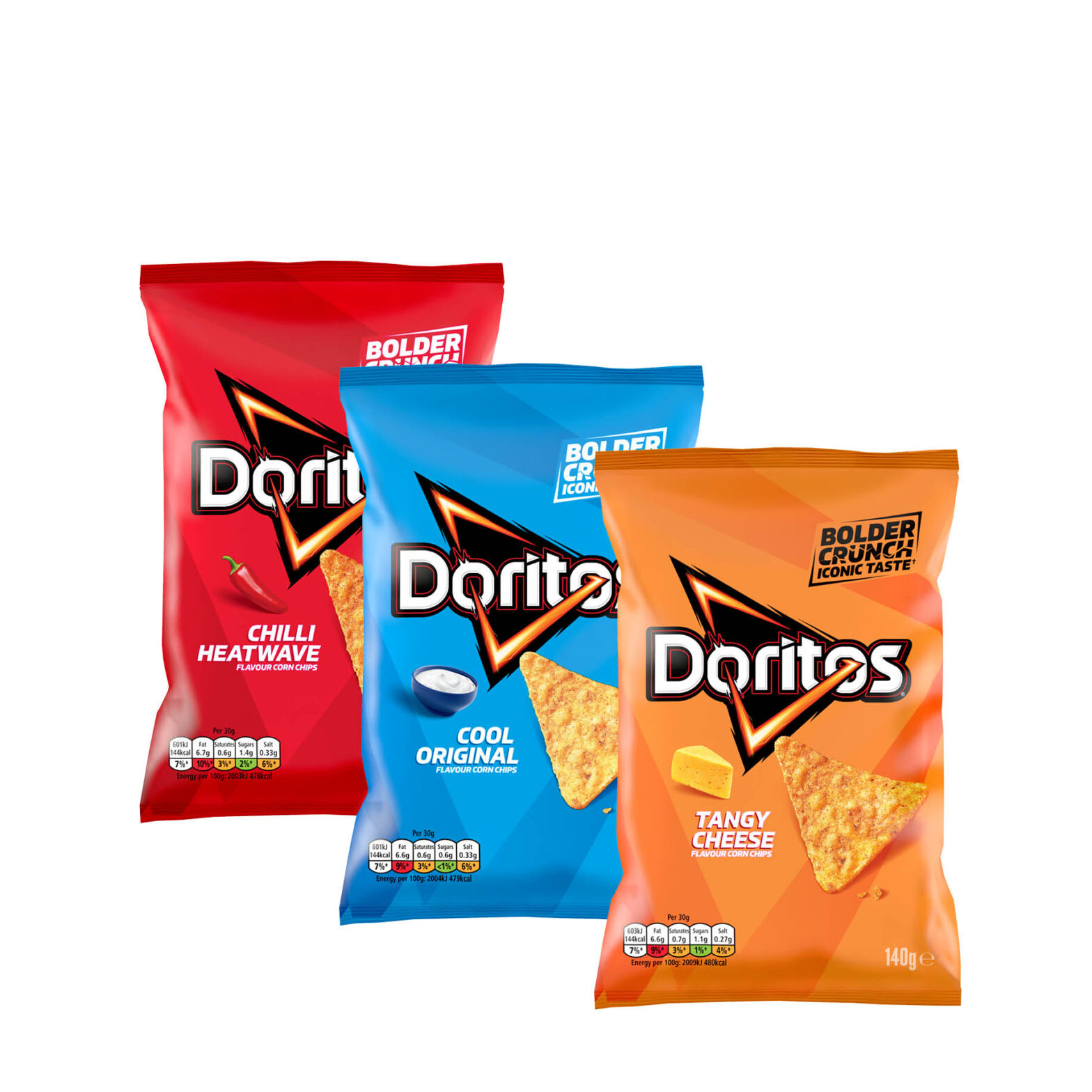 Doritos Chilli Heatwave/Doritos Cool Original /Doritos Tangy Cheese